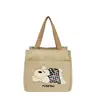 Nueva bolsa de lona con bordado de oso lindo para estudiantes mujeres, adecuada para ir al trabajo y llevar el almuerzo, gran capacidad, bolsa de dibujos animados estilo ins