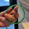 Pulseira Fina de Calcedônia Verde Círculo Único Ágata Contas Redondas Pequenas Estilo Chinês Pulseira Realçadora da Pele Presente Atacado Contas Artesanais