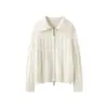 Nuevo cárdigan de punto de cachemira grueso para otoño e invierno, suéter con cremallera y solapa para mujer, tejido de ochos, color liso, simple