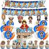 Nueva decoración de fiesta temática de Luffy one piece bandera de cumpleaños infantil tarjeta de pastel set de globos