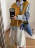 Chaleco de Punto para Mujer, Nuevo Estilo Primavera y Otoño, Color Sólido, de Botones, sin Mangas, Versátil, Chaleco Suéter de Corte Holgado