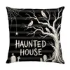 Conjunto de Capas de Almofada Decorativas de Linho para Casa de Halloween com Combo de Capa de Almofada de Sofá de Cabeça de Abóbora Engraçada