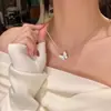 Colar Coração de Pérola Estilo Coreano, Gargantilha de Luxo, Acessórios com Pedra Olho de Gato, Corrente Clavícula de Nicho Levemente Luxuosa, Joia para Corrente de Suéter