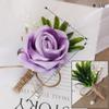 Corsage de Rosa Boda Estilo Europeo Broche para Hombre Decoración de Bienvenida para Exterior Suministros para Boda Corsage de Boda Flor de Seda