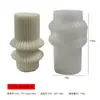 Molde de Silicona para Vela Aromática de Columna con Rayas Geométricas, Molde de Yeso para Vela Aromática Cilíndrica Vertical con Rayas Geométricas DIY Estéreo