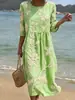 Vestido estampado de gola redonda, soltinho, estilo verão, para compras na Amazon de outros países, vestido de praia para férias, de comprimento médio, com mangas curtas