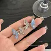 Pinza de Oreja Zircón Azul Super Hada Sentimiento Avanzado Temperamento Mariposa Perla Diseño de Nicho Sensación Facial Aretes Pequeños
