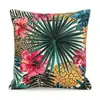 Funda de almohada tropical de lino sintético estilo europeo y americano, funda para cojín de sofá de sala de estar, funda de almohada decorativa estilo étnico