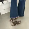 Sandalias de verano Chuyuji para mujer, estilo coreano, planas, destalonadas, transpirables, casuales, para exteriores, con tiras, a la moda y frescas