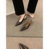 Sandalias de Punta Elegantes Retro Francesas de Tacón Bajo para Gatito Zapatos de Verano para Mujer 2025 Nuevo Estilo Commuter Evening Breeze