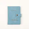 Porta libreta de ahorros de cuero PU sensible a la piel transfronterizo, posición para múltiples tarjetas, botón de presión, costura de una sola vuelta, porta libreta de ahorros, logo
