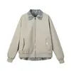 Jaqueta Casal Americana Solta Tie-Dye Casual Jaqueta Masculina Comércio Exterior Primavera e Outono Jovens Estudantes Falsa Duas Peças Emenda Xadrez
