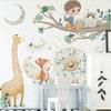 Acuarela pintada a mano león jirafa zorro pegatinas de pared para habitación infantil decoración de dormitorio pegatinas autoadhesivas animal gaita