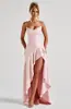 Vestido de Verão Quente Estilo Europeu e Americano Transfronteiriço Comércio Exterior Sexy Feminino Alça Única Costas Nuas Babado Irregular