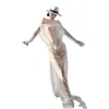 Traje de baño sexy para mujer estilo coreano Nuevo bikini de moda Vestido largo de malla Bikini transparente de un solo hombro de color sólido