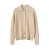 Suave y Cómodo para el Trayecto~ Cárdigan Tejido 100% Cachemira Pura Consinee para Mujer, Exquisita Camisa de Cuello Polo, Exquisito Suéter Interior