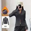 Chamarra de Yoga con Forro de Polar Cuello Alto Cremallera Caliente Ropa de Fitness Otoño Invierno Adelgazante Manga Larga Chamarra Deportiva para Correr Top para Mujer