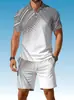 Comércio Exterior Aliexpress Temu Moda Masculina Casual Camiseta Polo de Manga Curta Estampa 3D Conjunto de Roupas e Calças