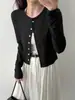 Cárdigan de Punto Versátil de Canalé Estilo Coreano Luxi para Mujer, Nueva Camisa Base Ajustada Verano 2026 21021