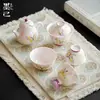Moji Sakura Rosa Borboleta Sonho Cor Conjunto de Chá Japonês Pintado à Mão Coleção Kung Fu Conjunto de Chá Cobertura de Bule Doméstico Tigela Xícara de Chá