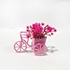 Mini maceta de bicicleta con flores de gipsófila artificiales, planta pequeña en maceta simple multicolor, decoración de escritorio, flores artificiales para el hogar al por mayor