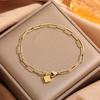 Moda Europeia e Americana Simples Clipe de Papel Dourado Pulseira de Aço Titânio Pingente Quadrado Feminino Versátil Pulseira Que Não Desbota Moda Ins