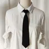 Camisa curta preta sem nó para meninas, gravata pequena, JK, cor sólida, com acessórios, tudo combinando