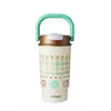 Taza Termo de Acero Inoxidable 316 de Alta Calidad Cuidadosamente Seleccionada con Doble Popote y Taza de Café, Vaso de Agua Portátil para Exteriores con Asa