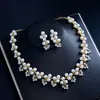 Set de joyería de lujo transfronterizo europeo y americano: conjunto de dos piezas de collar y pendientes, accesorios nupciales de boda, conjunto para vestido, pendientes para mujer al por mayor