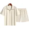2026 Verano Transfronterizo Amazon Traje de Shorts de Manga Corta 3D para Hombre Estilo Nuevo Conjunto de Dos Piezas de Color Puro Deportivo Casual para Hombre
