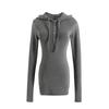 Novo Top de Tricô Casual Slim-Fit Emagrecedor com Capuz e Gola Henley de Manga Longa Feminino 4508