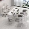 Conjunto de Mesa e Cadeira para Manicure Japonês Simples Duplo Mármore Aspirador de Pó Pintura Eletrostática Celebridade da Internet Mesa de Manicure de Camada Dupla Estilo Creme