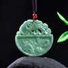 Auténtico Jadeíta Grado A Verde Completo Redondo Dragón y Fénix Colgante Propicio Colgante de Jade Finamente Tallado por Ambos Lados Joyería Fábrica Mayorista
