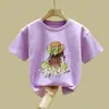 Moda de Niña Nueva Colección Primavera Verano 2026 Algodón Puro Camisetas de Manga Corta para Niños Estampado de Dibujos Animados
