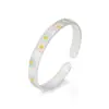 Pulsera Martillada de Plata Pura 9999 con Esmalte de Margarita para Mujer, Fresca y de Estilo Nacional Pulsera de Plata Pura con Sutra del Corazón Pulsera de Plata de Crisantemo
