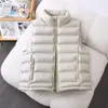 Nuevo chaleco corto de plumón de algodón transfronterizo para otoño e invierno, nuevo chaleco acanalado para mujer con cuello alto