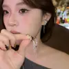 Micro-incrustado Strass Corrente Longa com Franja Ear Cuff 2026 Novo Design Pequeno de Nicho Sem Furo na Orelha Brinco sem Furo