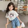 Camiseta de Manga Curta para Meninas, Camiseta Simples de Verão para Meninas, Camiseta 100% Algodão para Bebês Meninas Indo para a Escola, Macia e Confortável, Camiseta de Gola Redonda para Meninas