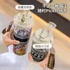 Caneca Térmica Bawang Tea Ji em Aço Inoxidável 316 Orquídea Suzuki Alto Valor de Cor Xícara de Café Feminina Copo Duplo para Carro