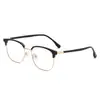 Montura de gafas de aleación cuadrada de moda y exquisita para cejas, ligera, cómoda, elegante, unisex, gafas con lente plana anti luz azul 9958
