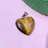 Venda quente transfronteiriça amor 20mm pingente pedra de cristal natural coração formato de coração de pêssego colar acessórios de joias artesanais diy