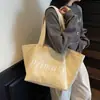 Bolsa de Ombro Casual de Lona Grande Capacidade Estilo Japonês para Comutação Estudante Escola Sacola de Compras Bolsa Tote Literária Simples