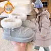 Botas de nieve para niños con forro polar y grosor extra, nuevo estilo invierno 2026, diseño lindo de lazo, botines cálidos, botas de algodón, cálidas
