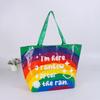 Bolsa tejida portátil de polipropileno, personalizada, recubierta de película, para compras, regalo, impresión a color, protección del medio ambiente, bolsa publicitaria, logotipo personalizado.