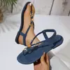 Sandalias Planas de Moda Bohemia de Verano con Tira en T para Dedos y Perlas, Elásticas, Slip-On, Zapatos de Playa para Mujer en Tallas Grandes