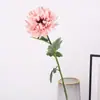 Ramo de crisantemos de una sola rama con hojas piña crisantemo boda decoración del hogar floral flor de seda crisantemo de mesa grande