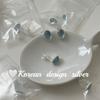Corea del Sur Dongdaemun Nicho Aretes de Alta Gama Plata Esterlina S925 Ovalado Aguamarina Aretes Pequeños Frescos Combinan con Todo