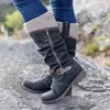 Botas de Caballero de Estilo Nuevo Europeo y Americano Transfronterizas para Mujer Otoño e Invierno Estación Independiente Wish Amazon Botas para Mujer de Caña Alta Tallas Grandes