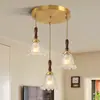 Candelabro de espectro completo estilo vintage, lámpara de mesita de noche para dormitorio, creativa para comedor, mostrador de bar de casa de huéspedes, lámpara colgante de vidrio, luz ambiental