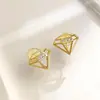 Pendientes Originales Gruesos Chapados en Oro Real de 18K con Corte de Diamante Pendientes de Diseño Creativo de Nicho Lujo Accesible Pendientes de Gama Alta